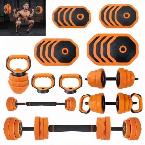 44lbs Convertible Dumbbell, Barbell & Kettlebell Set